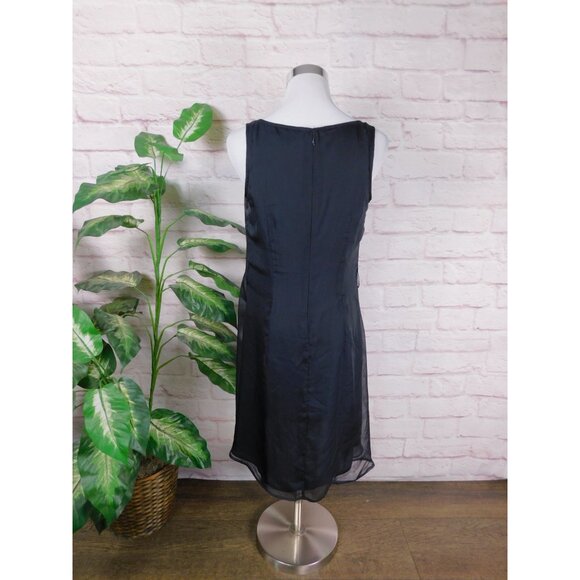 GAP Black Sleeveless Ruffle Neck Dress Size 6 - Classic Chic Evening Look - Picture 6 of 11